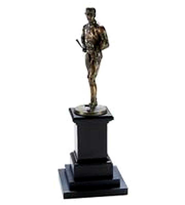 Vintage Gold Weigh In Jockey Sculpture/Trophy Black Base
