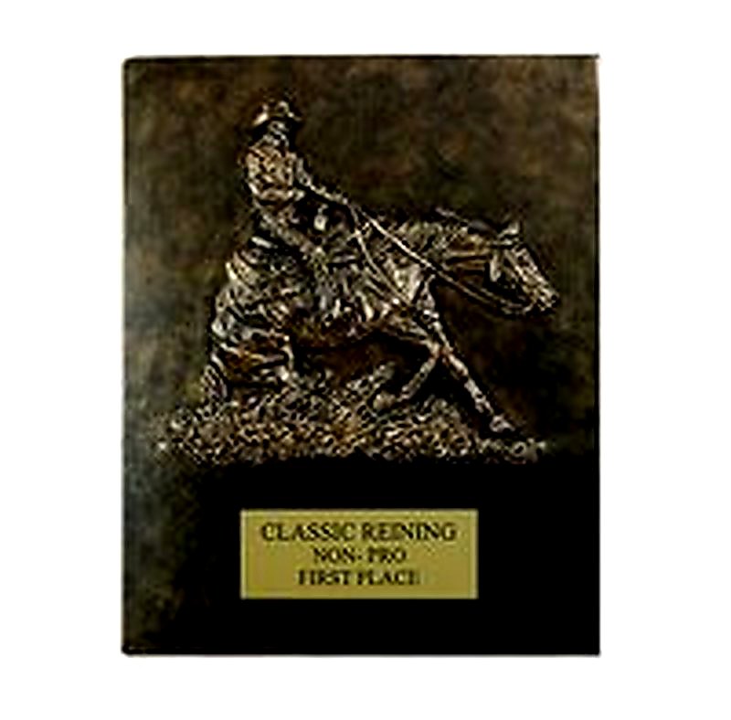 "Ride N' Slide" Reining Horse Free Standing Two Piece Plaque