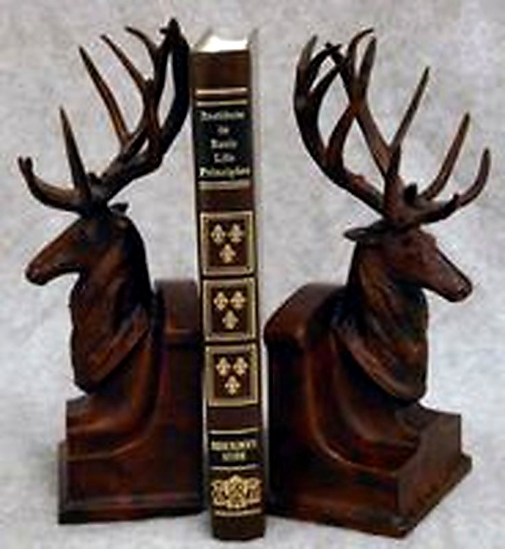 Burlwood Finish Deer Head Bookends