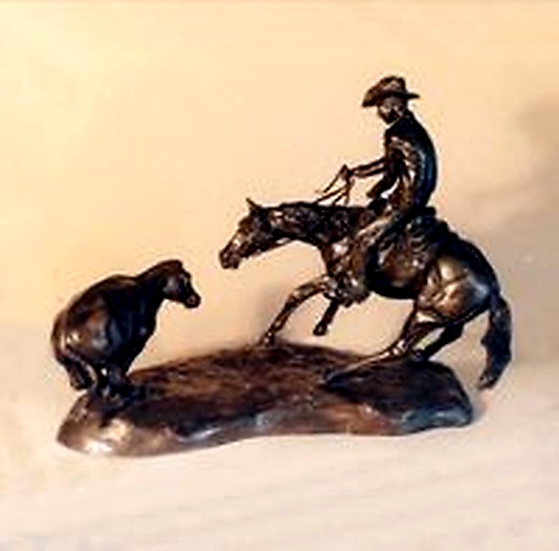 Bronze Cutting Horse Statue by Nancy Weimer Belden