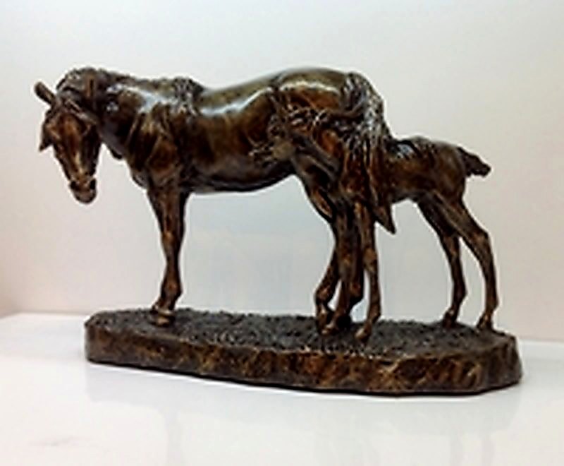 "Peek-A-Boo" Mare and Foal Statue