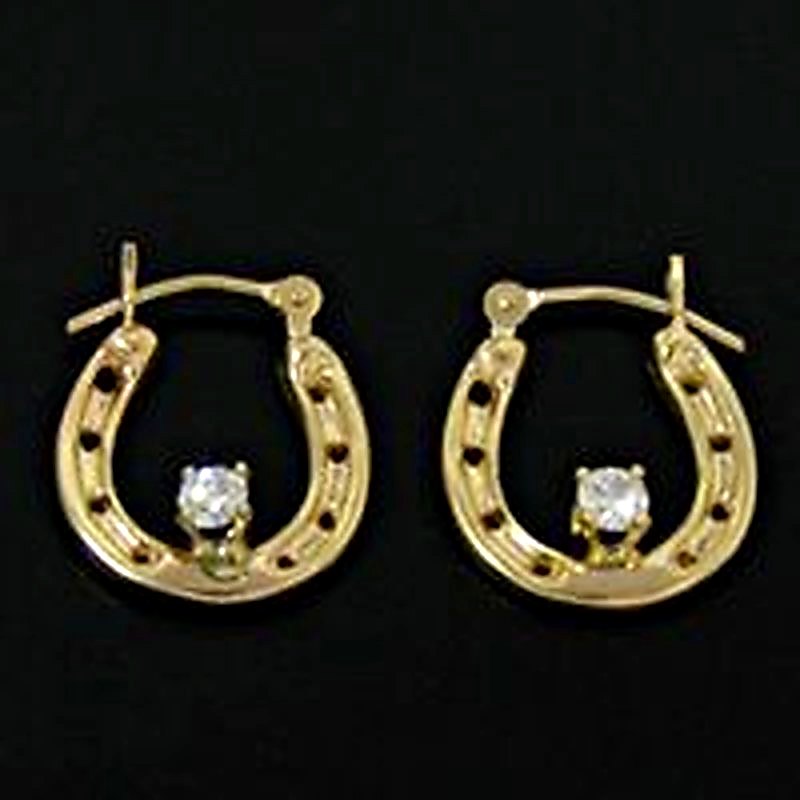 Horseshoe & Diamond Solitaire Earrings