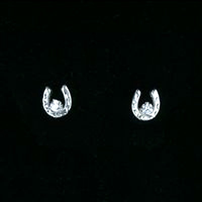 Horseshoe Post Earrings & 4mm CZ