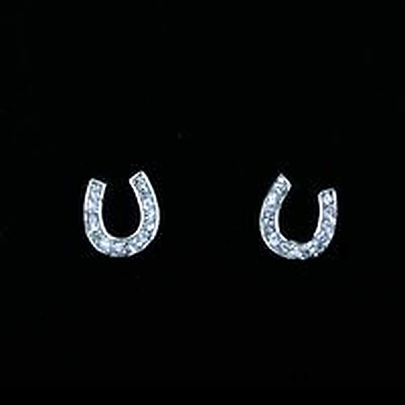 Large Horseshoe Stud Earrings with CZ